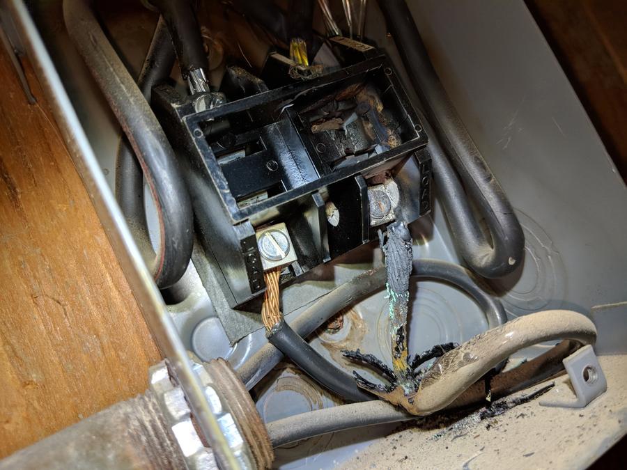 Melted wire insulation found on a real inspection