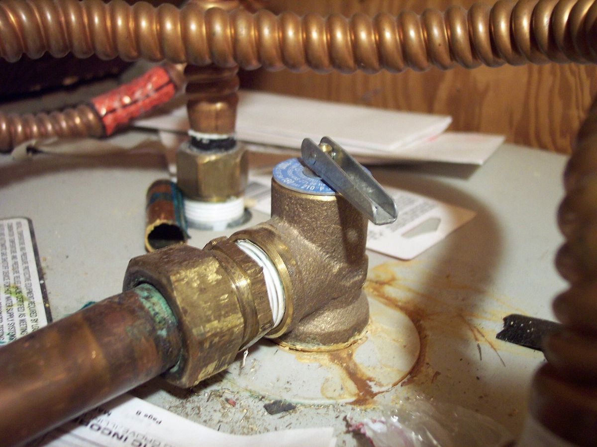 Water heater relief valve (illustrative stock photo)